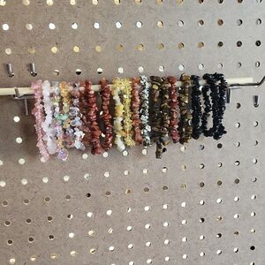 Assorted Chip Stone Beaded Stretch Bracelets - Pink, Yellow, Brown, Black. 1019